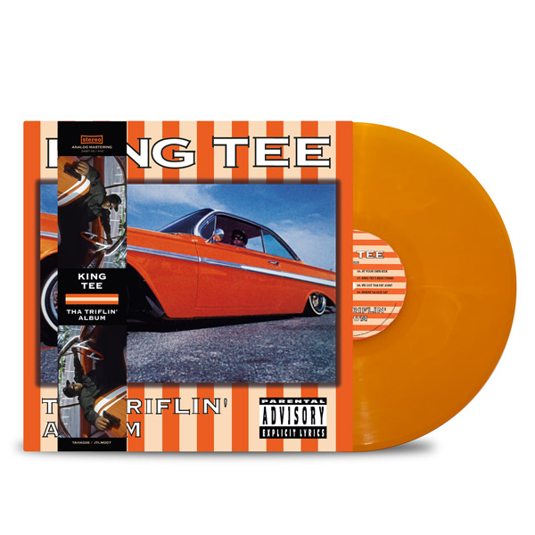 KING_TEE_THA_TRIFLIN_ALBUM_FRONT_Side_Cover_Transparent_Orange_White_Smoke_Triflin_Strip_Vinyl_LP